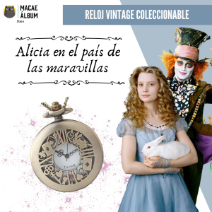 Reloj de bolsillo Vintage Alicia en el País de las Maravillas